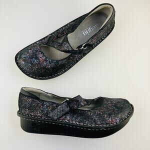 Alegria Mary Jane Black Dayna Shoe 38/7.5-8 Leather Glitter Day-478